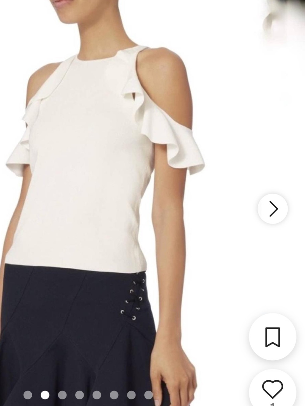 Jonathon Simkhai White Cold-Shoulder Ruffle Shell Top - Picture 2 of 5